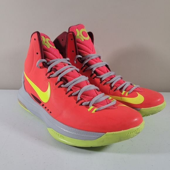 Nike KD 5 DMV 554988 610 Size 10 Bright Crimson/Volt-Wolf Grey Basketball Shoes - Picture 6 of 11